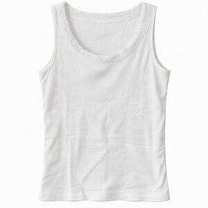 🦜NORTHERN REFLECTIONS White Tank Top w/ Lace trim  - L